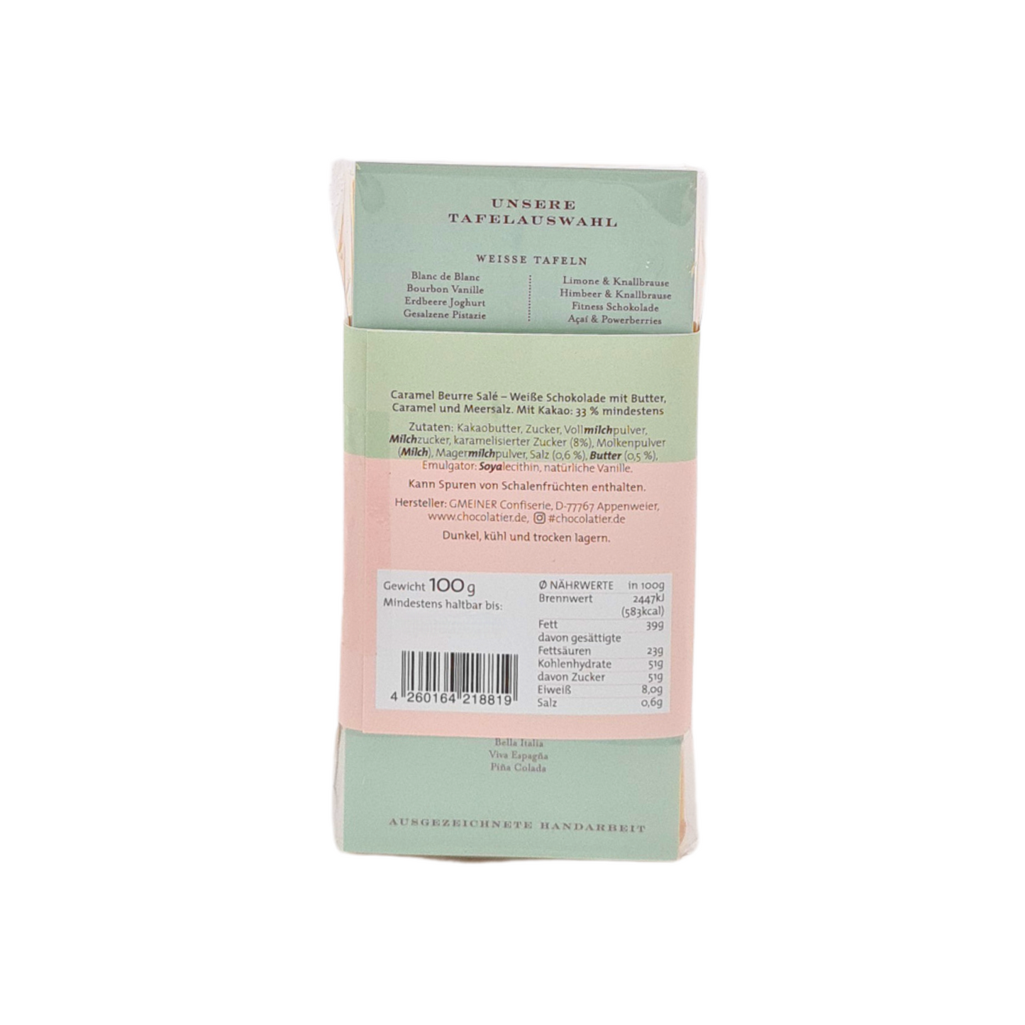 Weiße Schokolade "Caramel Beurre Salé" (33%) 2