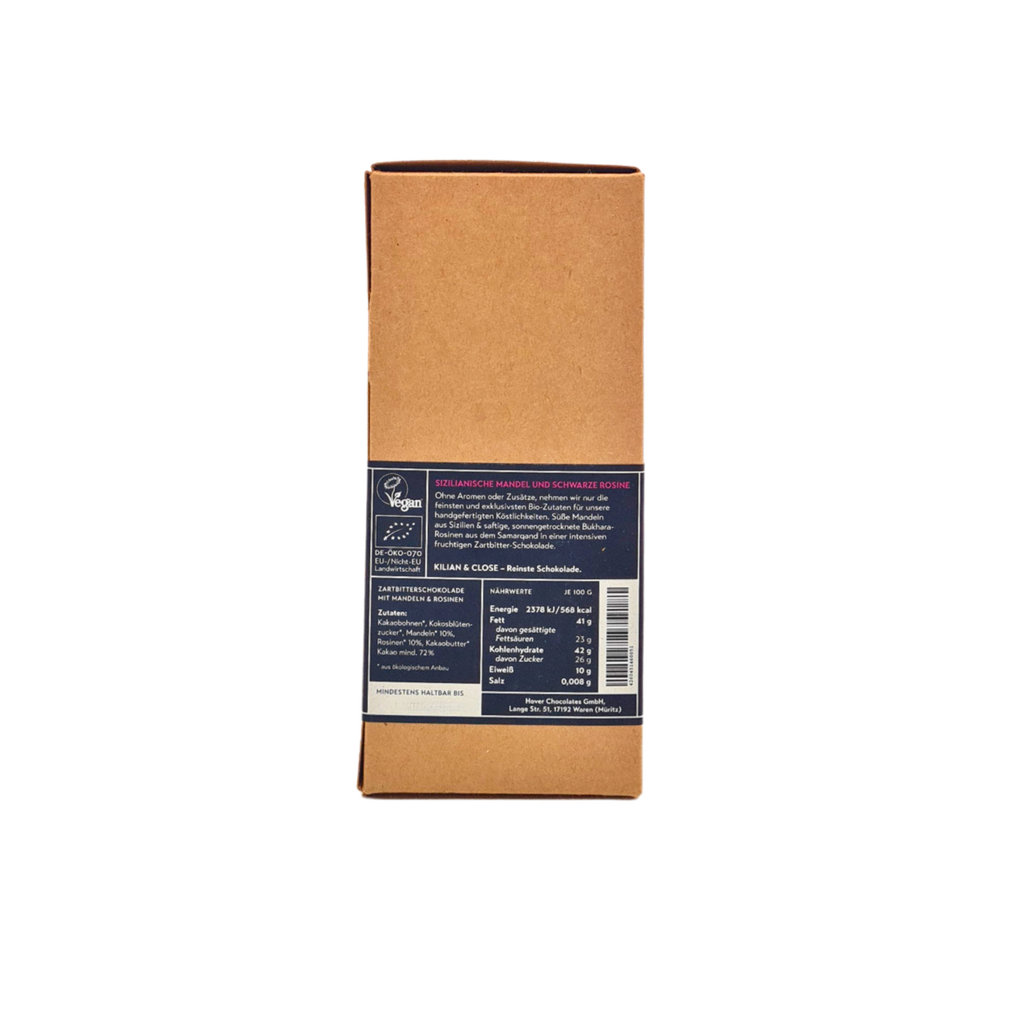 Schokolade "Sizil. Mandel & Schwarze Rosine" (72%) 2