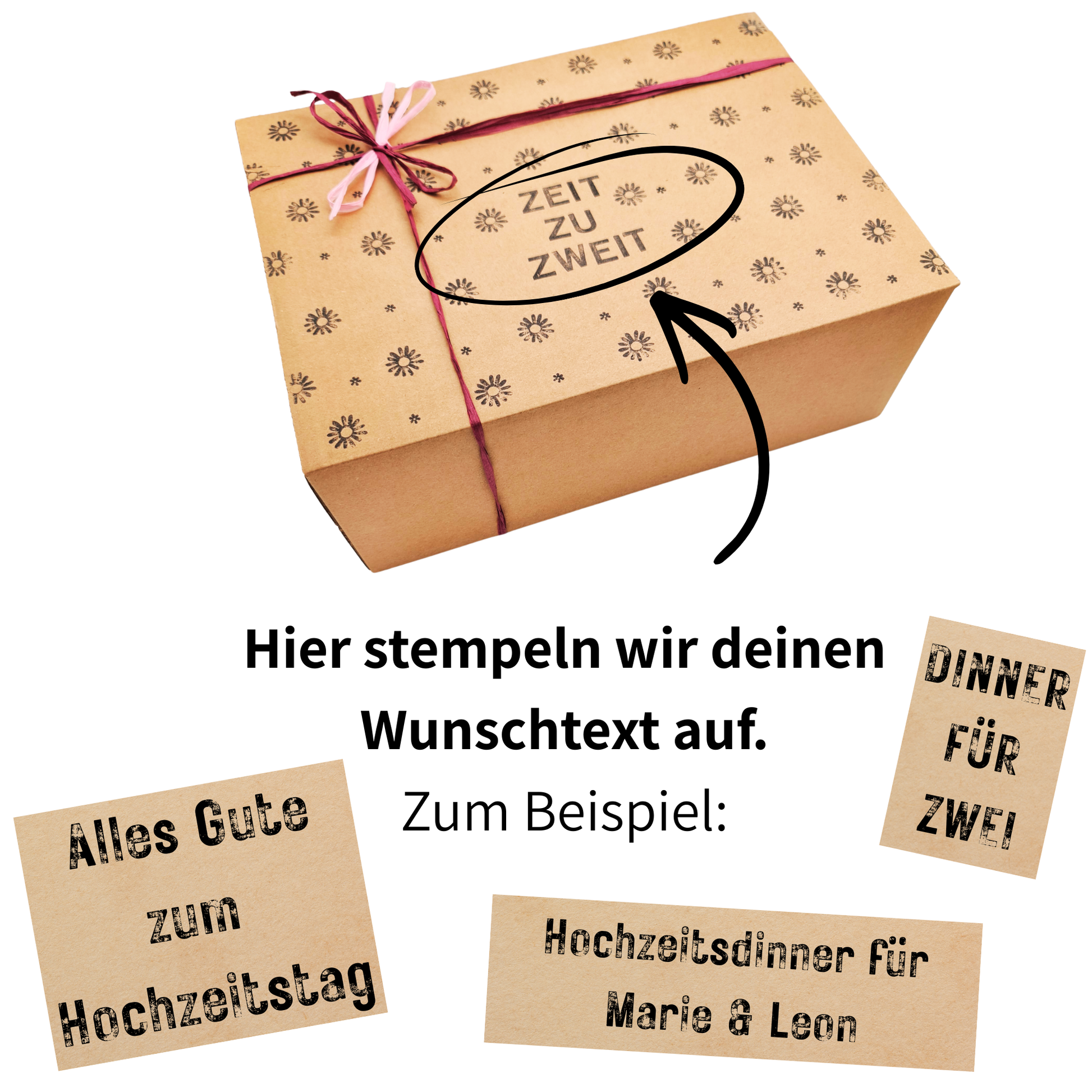 Personalisierbare Geschenkkartonage „Zeit zu zweit" 
