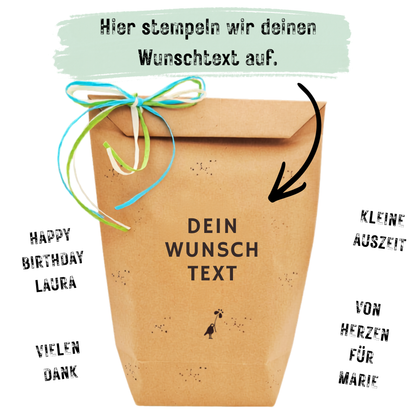 Geschenktüte mit Wunschtext und Beispielen