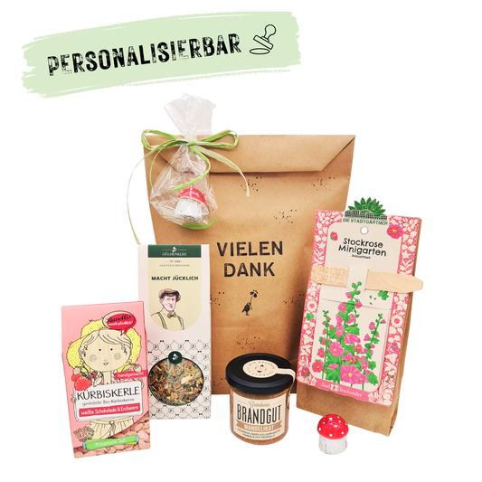 Geschenkset für Genießer und Blumenfreunde, personalisierbar