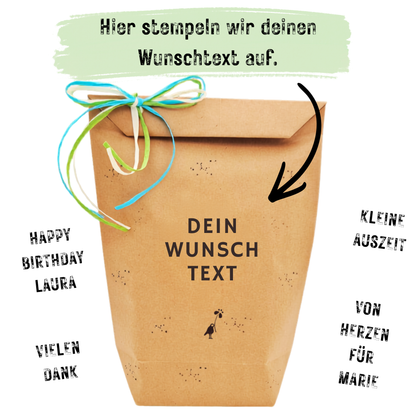 Personalisierbare Wunschtexttüte mit Beispielen